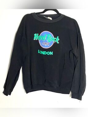 Vintage 80s 90s Hard Rock Cafe London Black Sweatshirt Medium